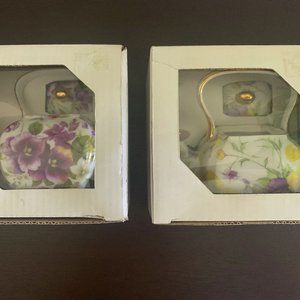 Mini Floral Teapot with Handle for Decoration